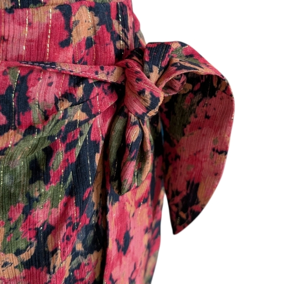 Sézane Armonie Dress Floral Faux Wrap Midi Red Pink Black Feminine Women's 38 - Picture 11 of 15